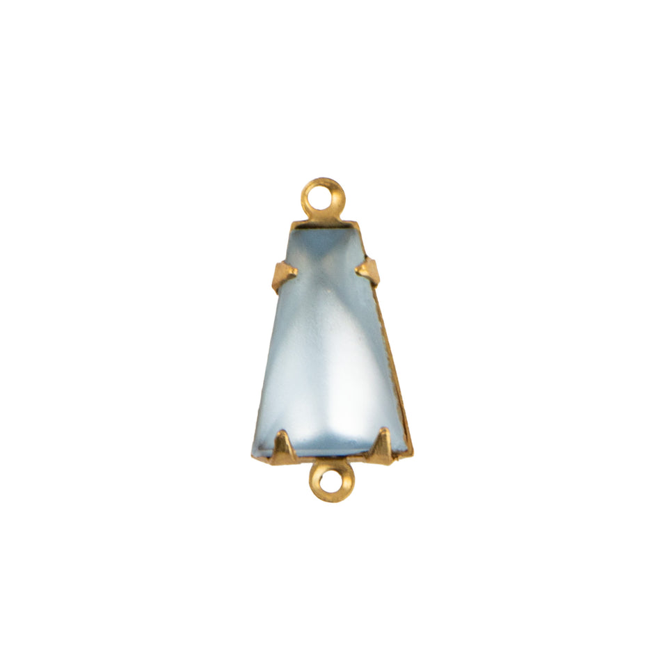 12x8mm Matte Light Sapphire Glass Keystone Stone in 2 Loop Setting