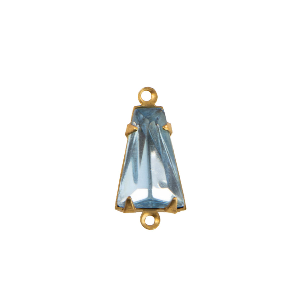 12x8mm Light Sapphire Faceted Glass Keystone Stone in 2 Loop Setting