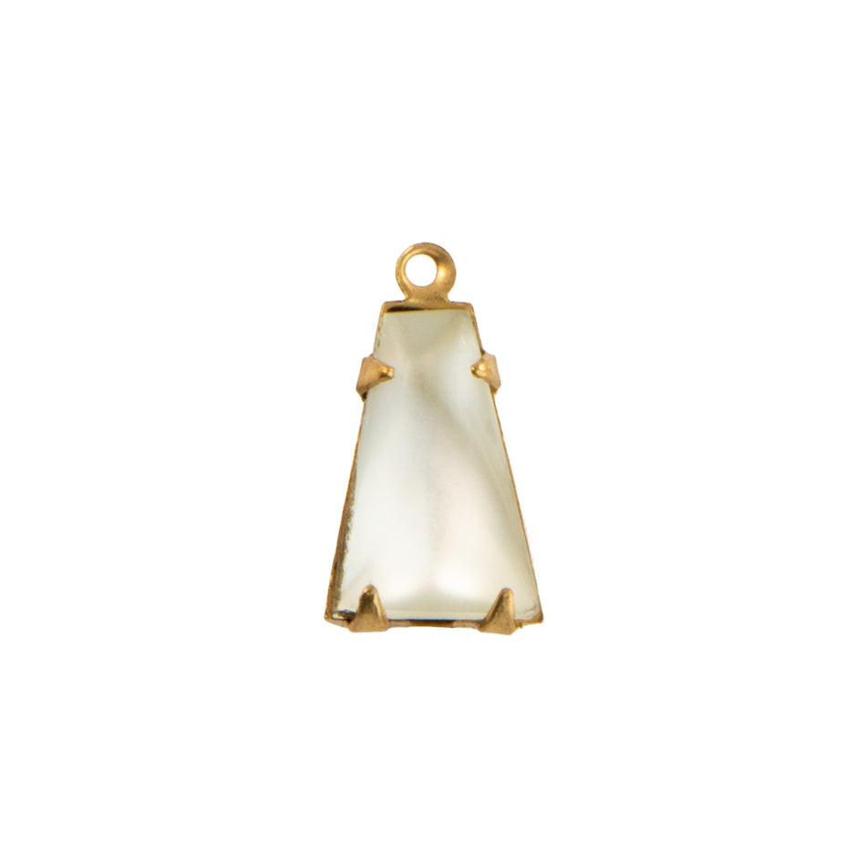 12x8mm Matte Clear Glass Keystone Stone in 1 Loop Setting