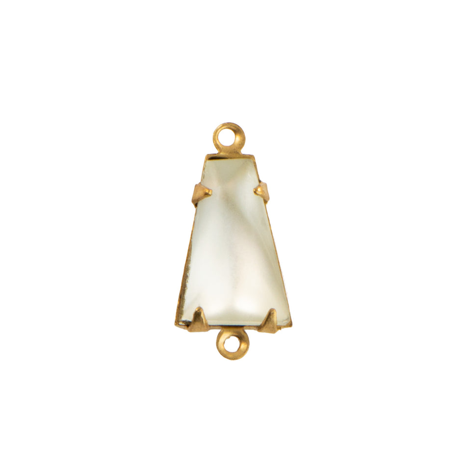 12x8mm Matte Clear Glass Keystone Stone in 2 Loop Setting