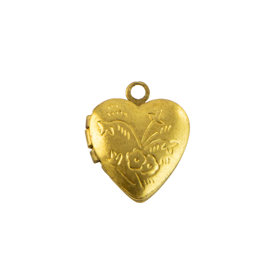 15x13mm Floral Raw Brass Heart Locket (4)
