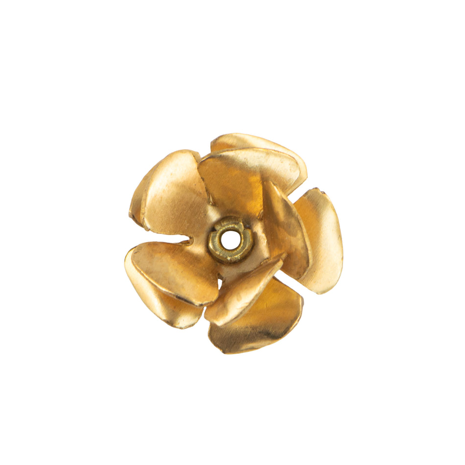 Raw Brass Double Layered Flower Findings Spacer or Bead Cap (2) mtl162