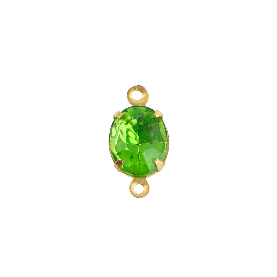 10x8mm Peridot Faceted Glass Oval Stone in 2 Loop Setting