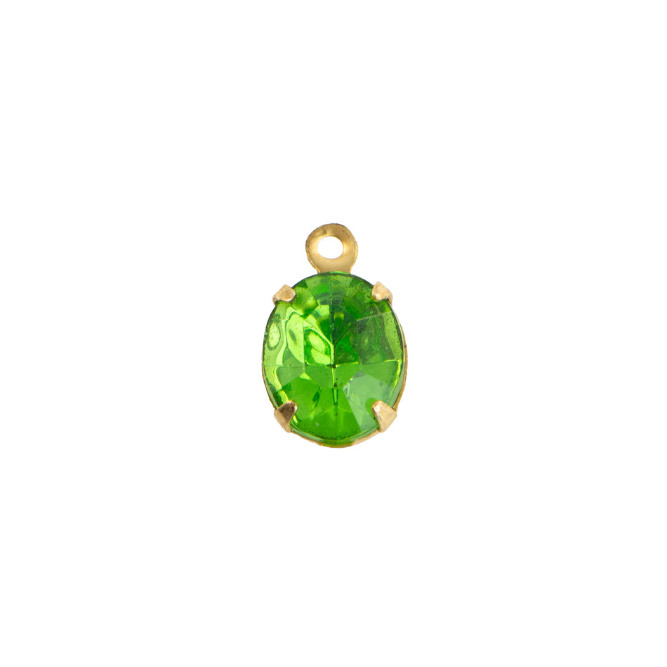 10x8mm Peridot Faceted Glass Oval Stone in 1 Loop Setting