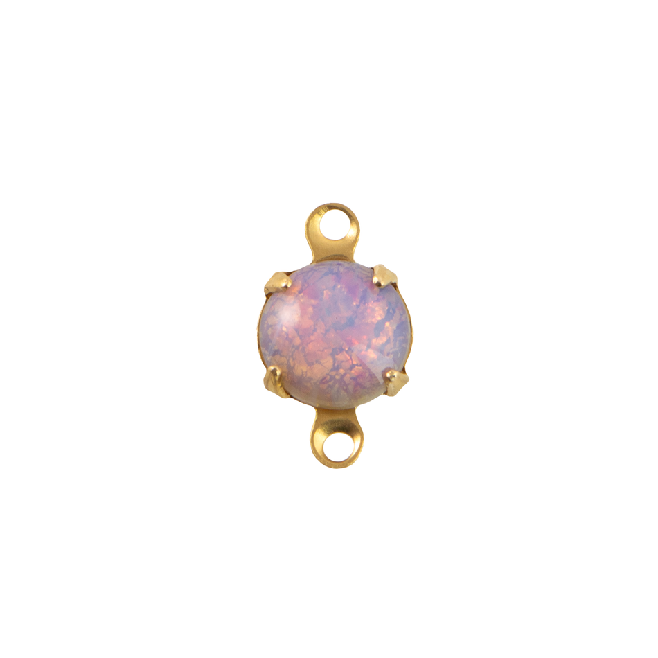 35ss Harlequin Opal Faceted Glass Round Stone in 2 Loop Setting