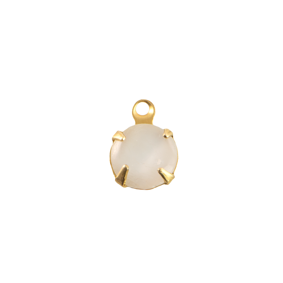 35ss White Moonglow Glass Round Stone in 1 Loop Setting