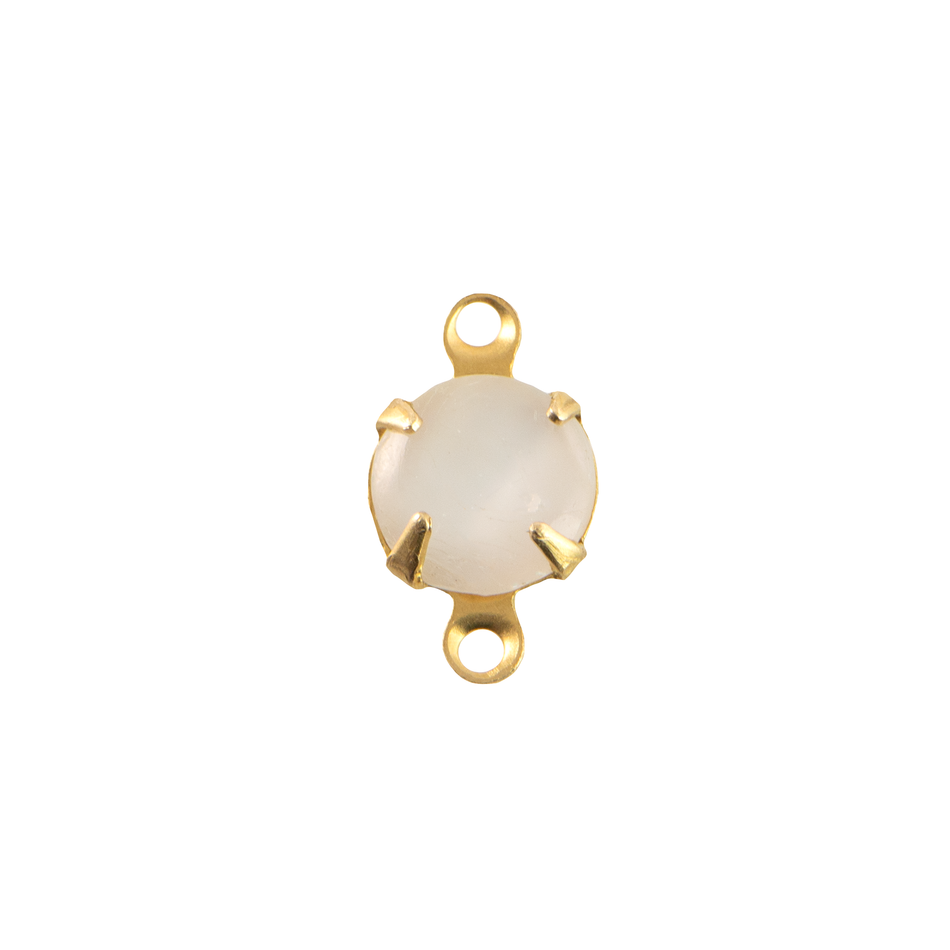 35ss White Moonglow Glass Round Stone in 2 Loop Setting