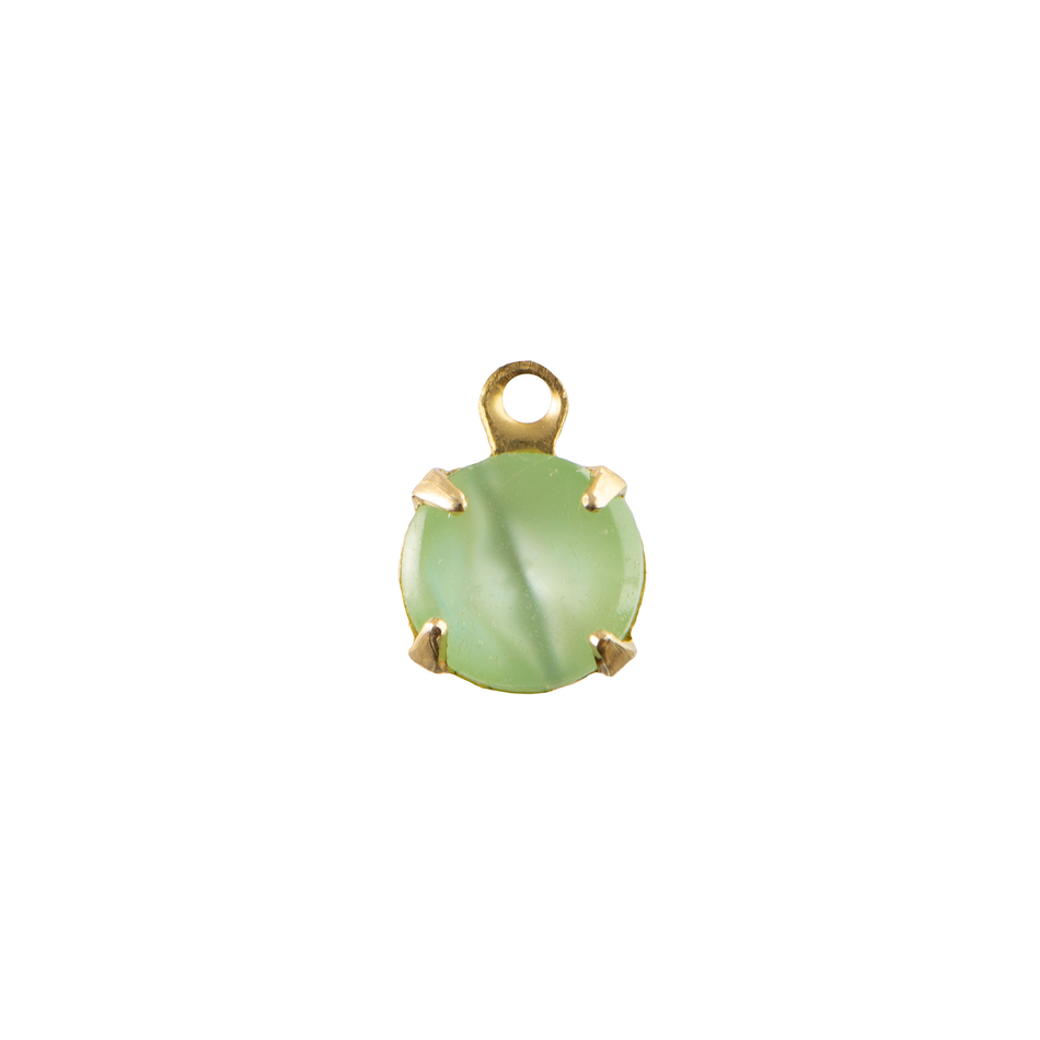 35ss Green Moonglow Glass Round Stone in 1 Loop Setting