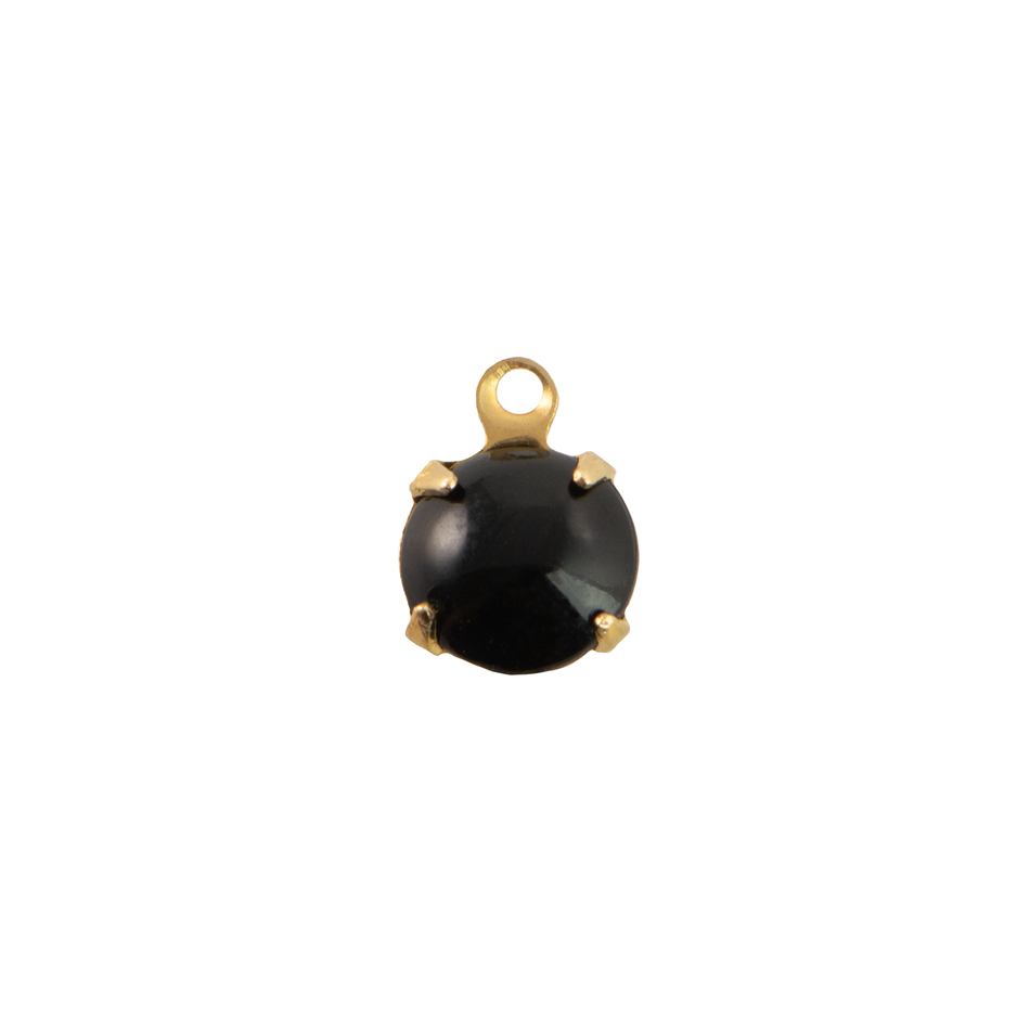 35ss Black Glass Round Stone in 1 Loop Setting