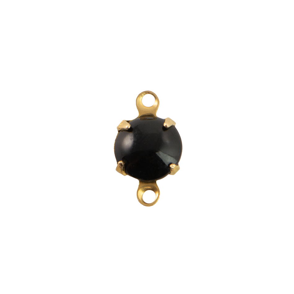 35ss Black Glass Round Stone in 2 Loop Setting