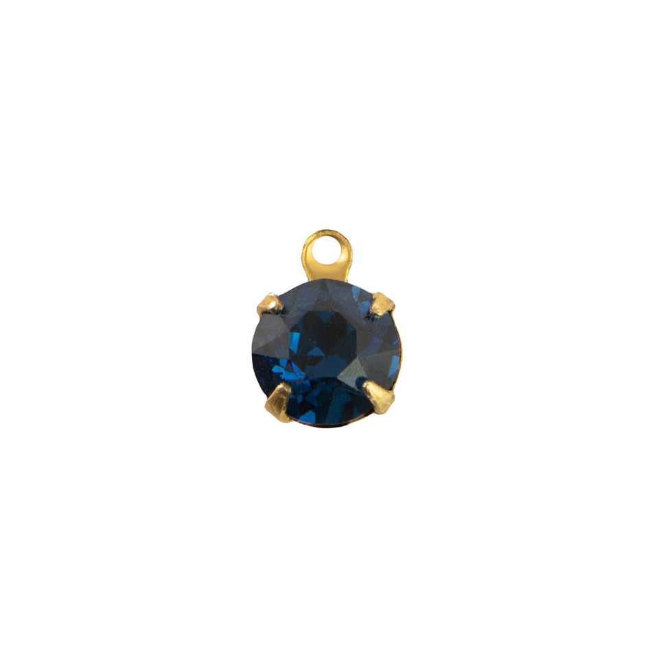 35ss Montana Blue Faceted Glass Round Stone in 1 Loop Setting