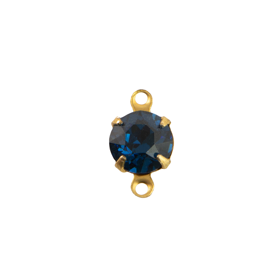 35ss Montana Blue Faceted Glass Round Stone in 2 Loop Setting