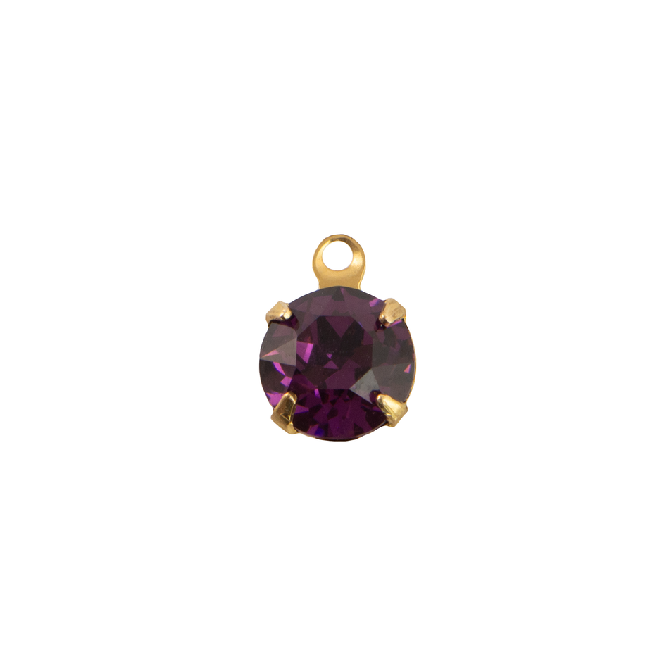 35ss Amethyst Faceted Glass Round Stone in 1 Loop Setting