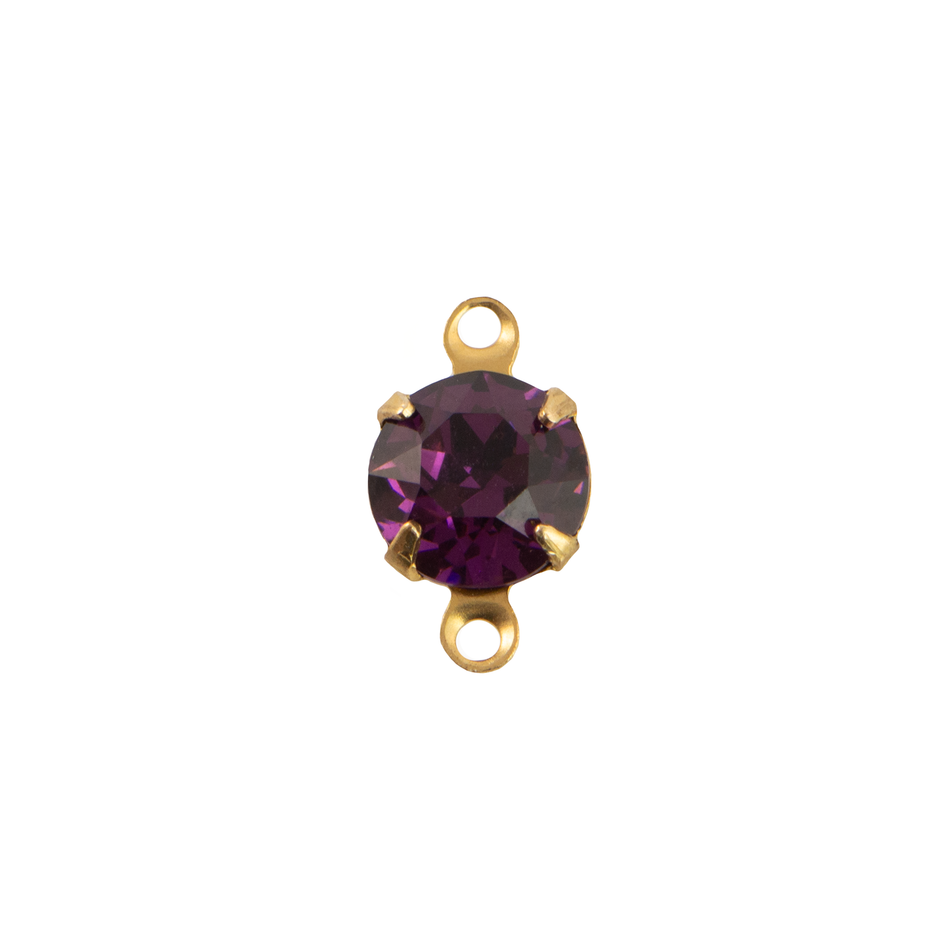 35ss Amethyst Faceted Glass Round Stone in 2 Loop Setting