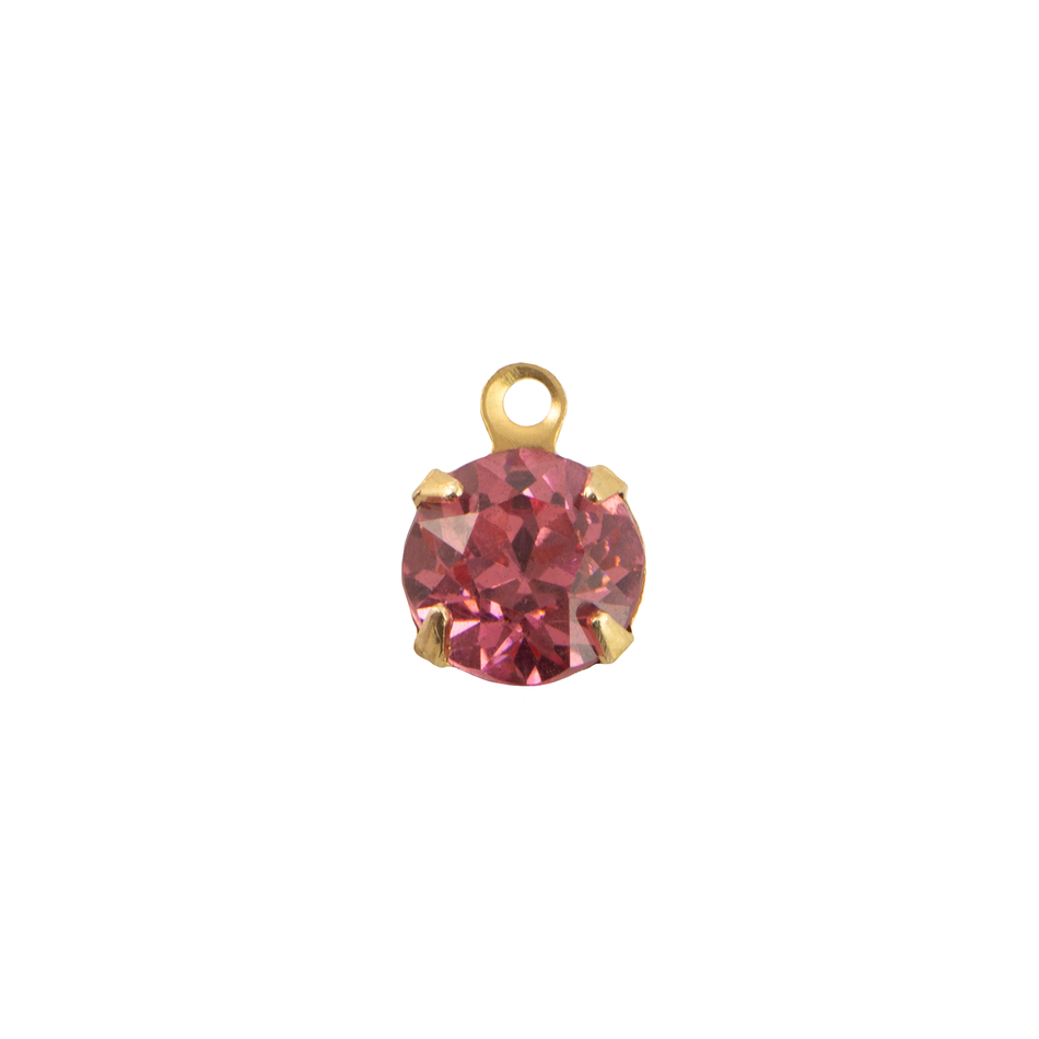 35ss Rose Faceted Glass Round Stone in 1 Loop Setting