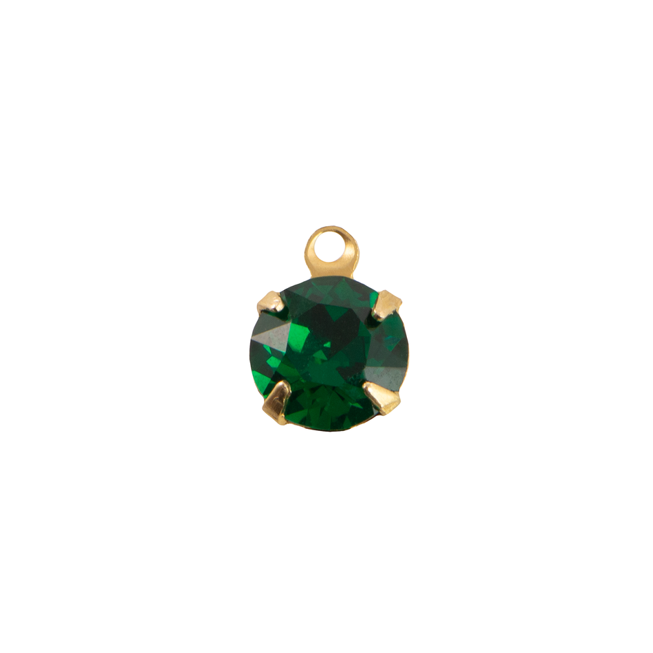 35ss Emerald Faceted Glass Round Stone in 1 Loop Setting
