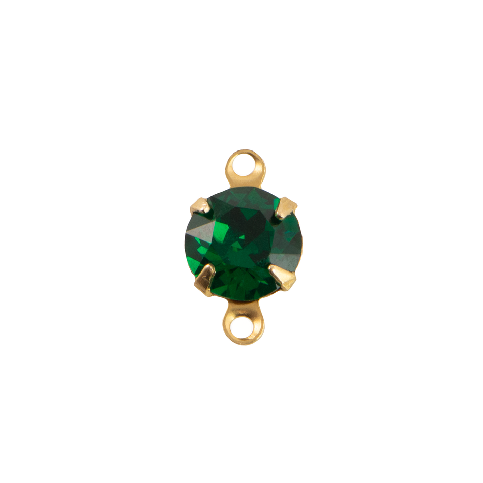 35ss Emerald Faceted Glass Round Stone in 2 Loop Setting