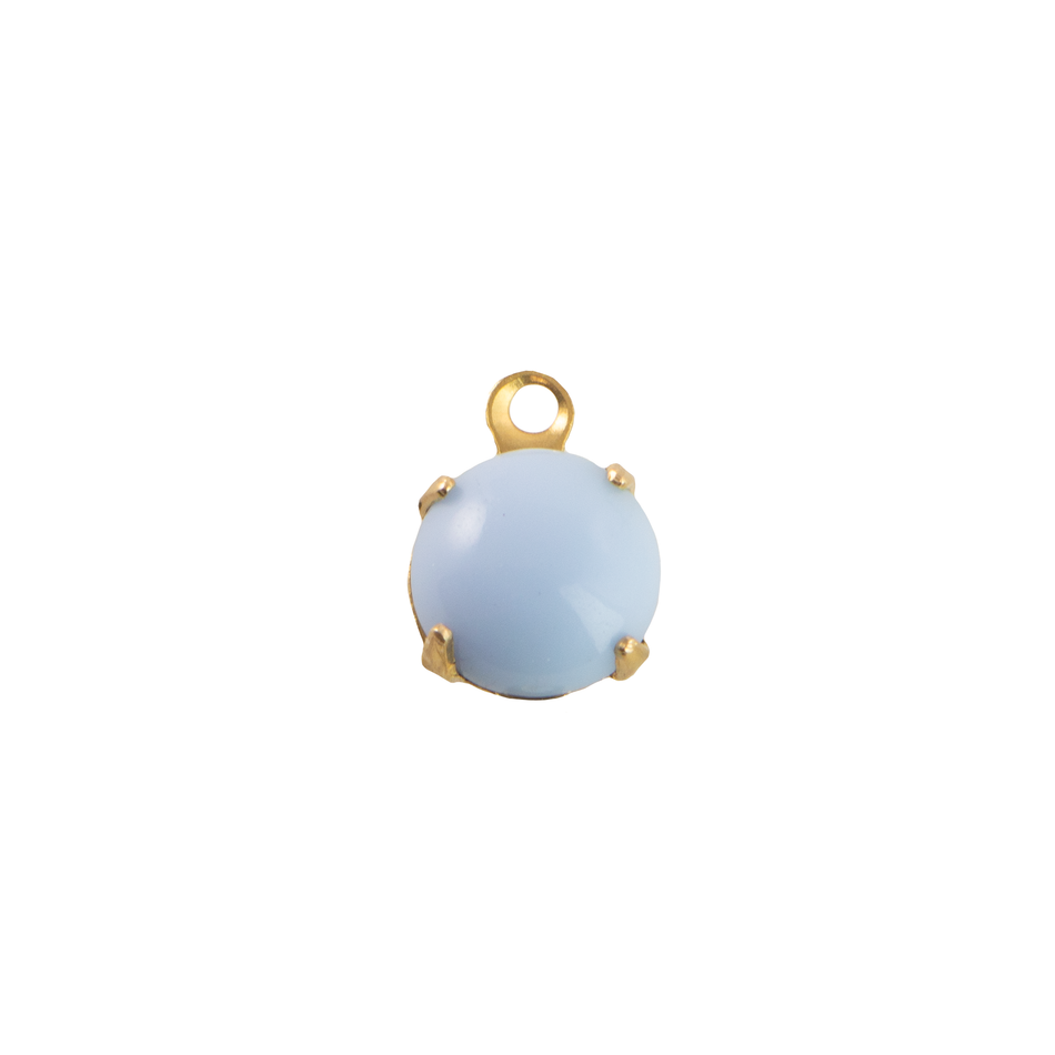 35ss Light Blue Glass Round Stone in 1 Loop Setting