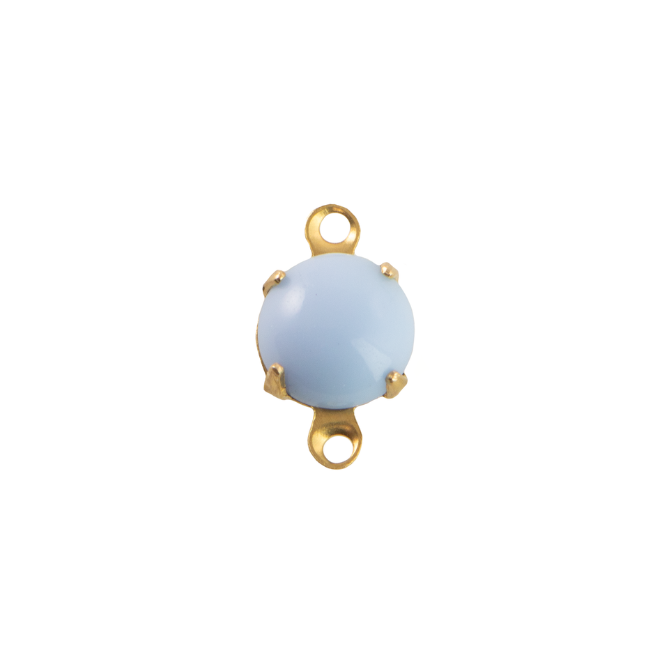 35ss Light Blue Glass Round Stone in 2 Loop Setting