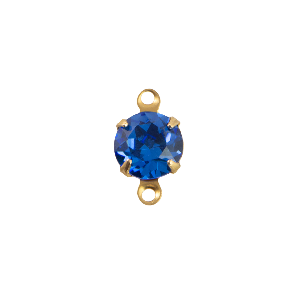 35ss Sapphire Faceted Glass Round Stone in 2 Loop Setting