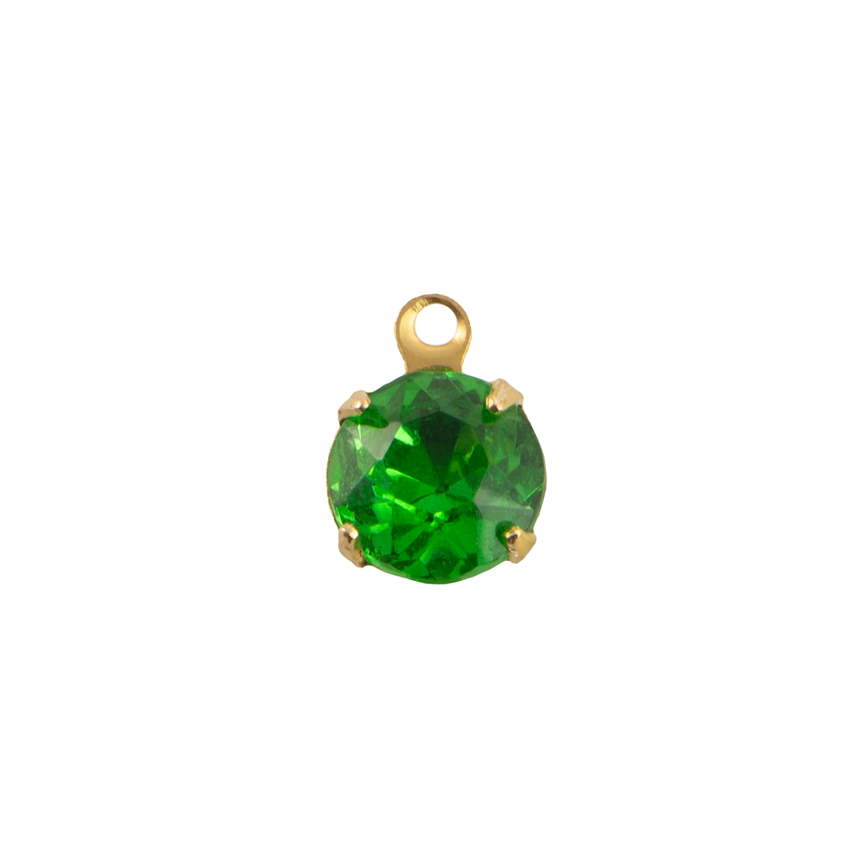 35ss Light Emerald Faceted Glass Round Stone in 1 Loop Setting