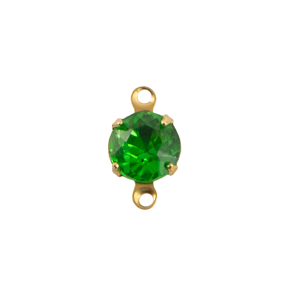 35ss Light Emerald Faceted Glass Round Stone in 2 Loop Setting