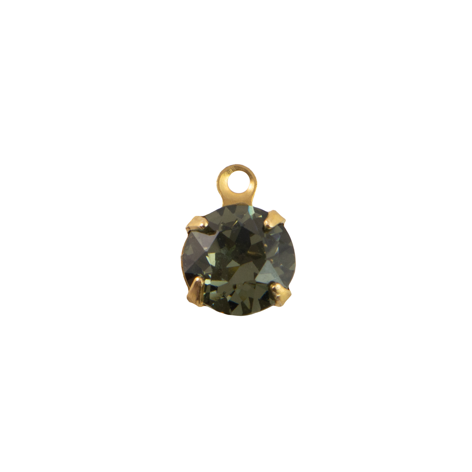 35ss Black Diamond Faceted Glass Round Stone in 1 Loop Setting