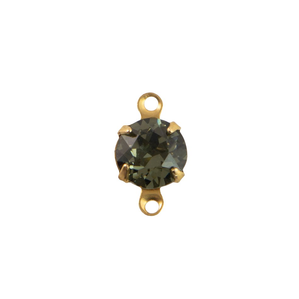 35ss Black Diamond Faceted Glass Round Stone in 2 Loop Setting