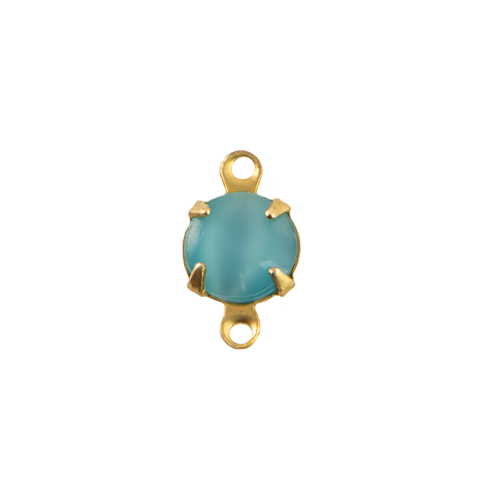 35ss Aquamarine Moonglow Glass Round Stone in 2 Loop Setting