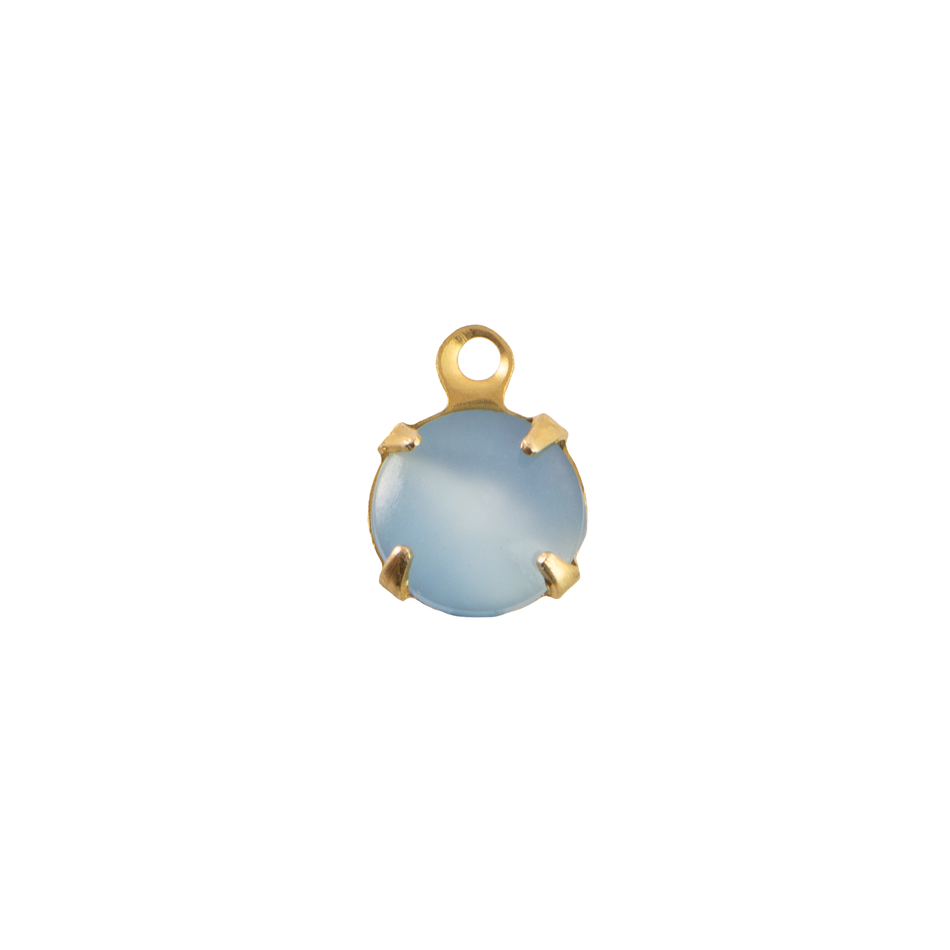 35ss Blue Moonglow Glass Round Stone in 1 Loop Setting