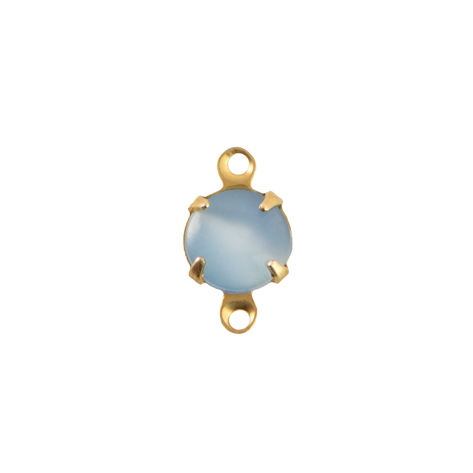 35ss Blue Moonglow Glass Round Stone in 2 Loop Setting