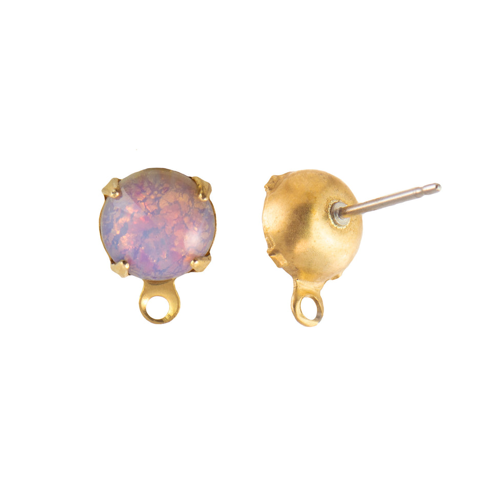35ss Harlequin Glass Round Stone in 1 Loop Setting with Post