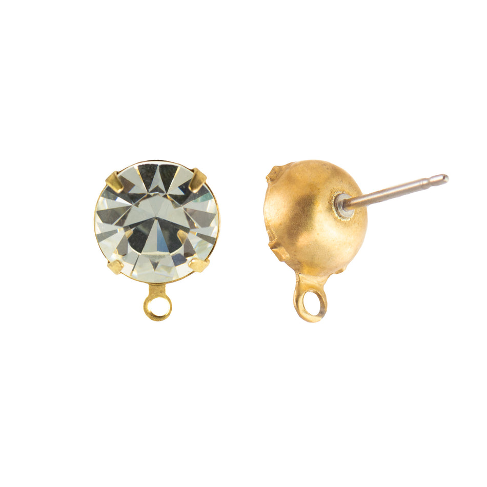 35ss Clear Glass Round Stone in 1 Loop Setting with Post