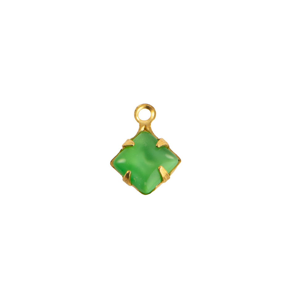 6mm Green Moonglow Glass Square Stone in 1 Loop Setting