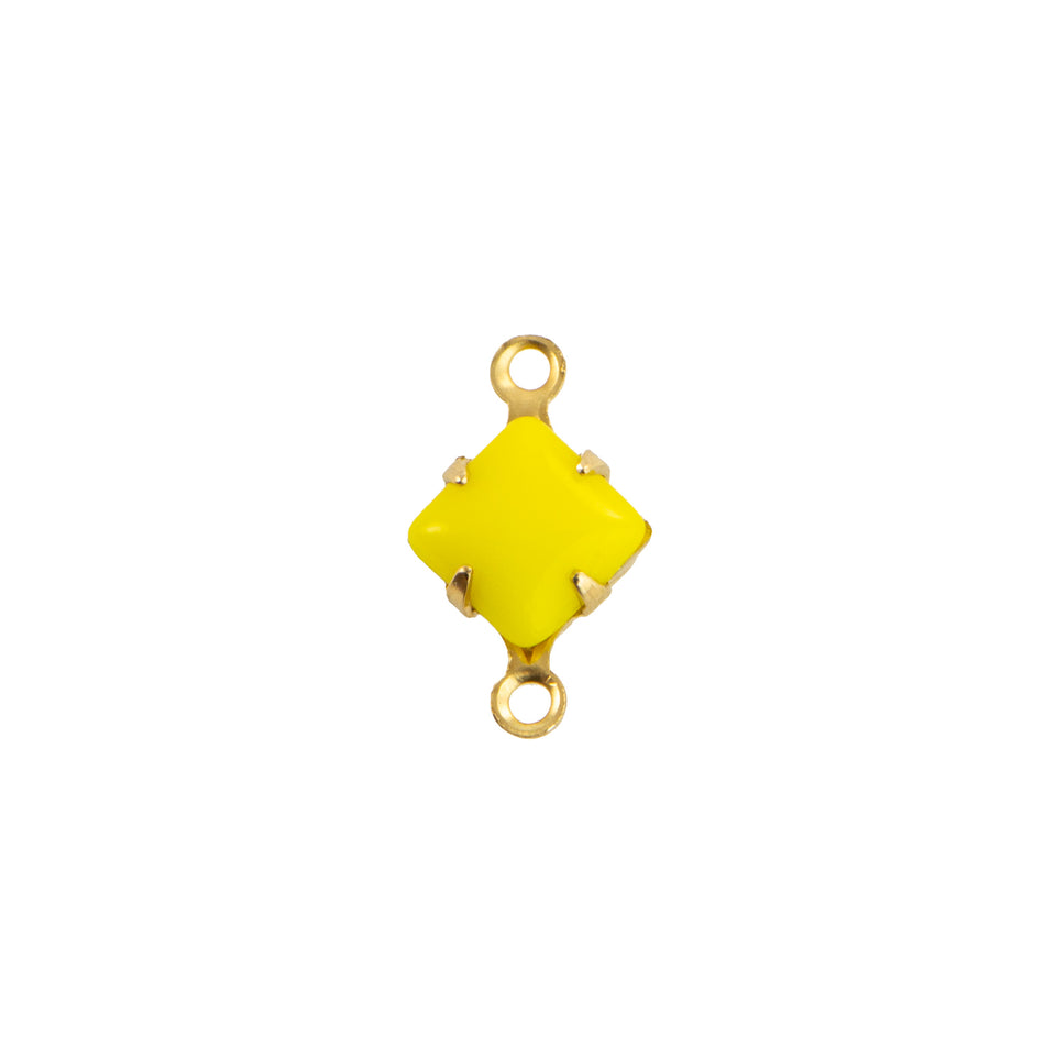 6mm Yellow Glass Square Stone in 2 Loop Setting